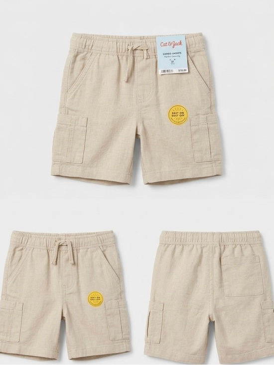 Cat & Jack Other - ❌SOLD❌Cat & Jack Beige Cargo Shorts with Drawstring Beach Shorts